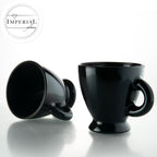 PLATINUX Zestaw filiżanek do espresso – 2 czarne szklanki do espresso ze spodkami szklane 93 ml – Szklanki do kawy Filiżanki