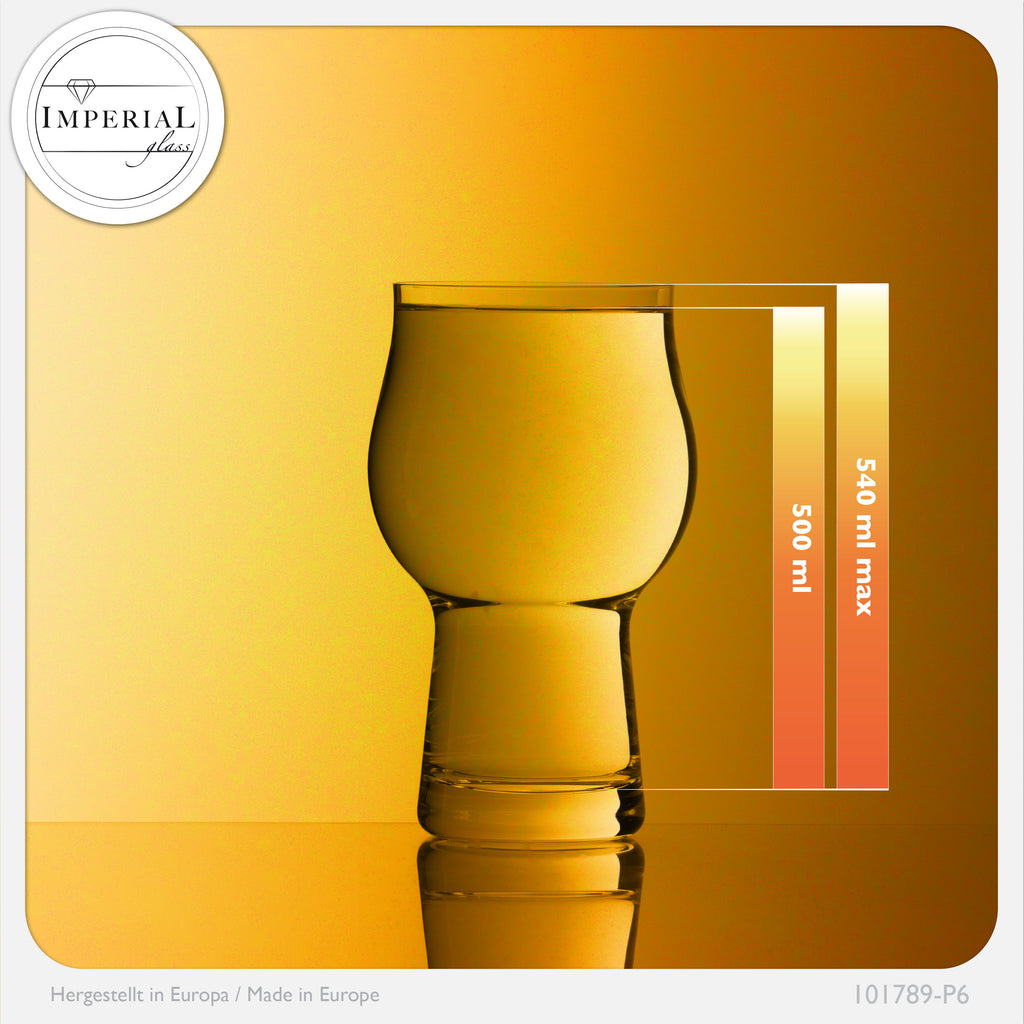 IMPERIAL glass Außergewöhnliche Biergläser aus Glas 500ml Set 6-Teilig Weizengläser 0,5L