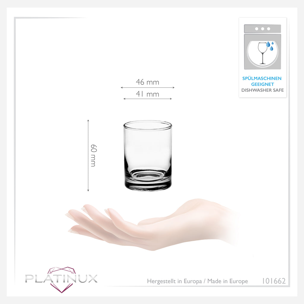 PLATINUX Kieliszki do wódki 50ml (maks. 60ml) Zestaw 6 szklanek kieliszków do tequili kieliszków do wódki 5cl
