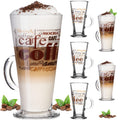 PLATINUM Szklanki do kawy z motywem maks. 280ml zestaw 6 sztuk szklanych szklanek do Latte Macchiato z uchwytem szklanki do Cappuccino