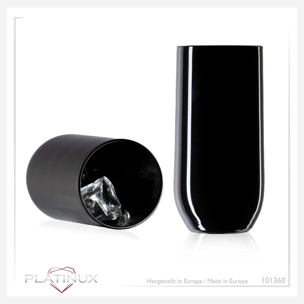 PLATINUX Czarne Eleganckie Szklanki do Napojów 360ml (max. 440ml) Zestaw 6 sztuk Szklanki do Wody, Szklanki do Soków