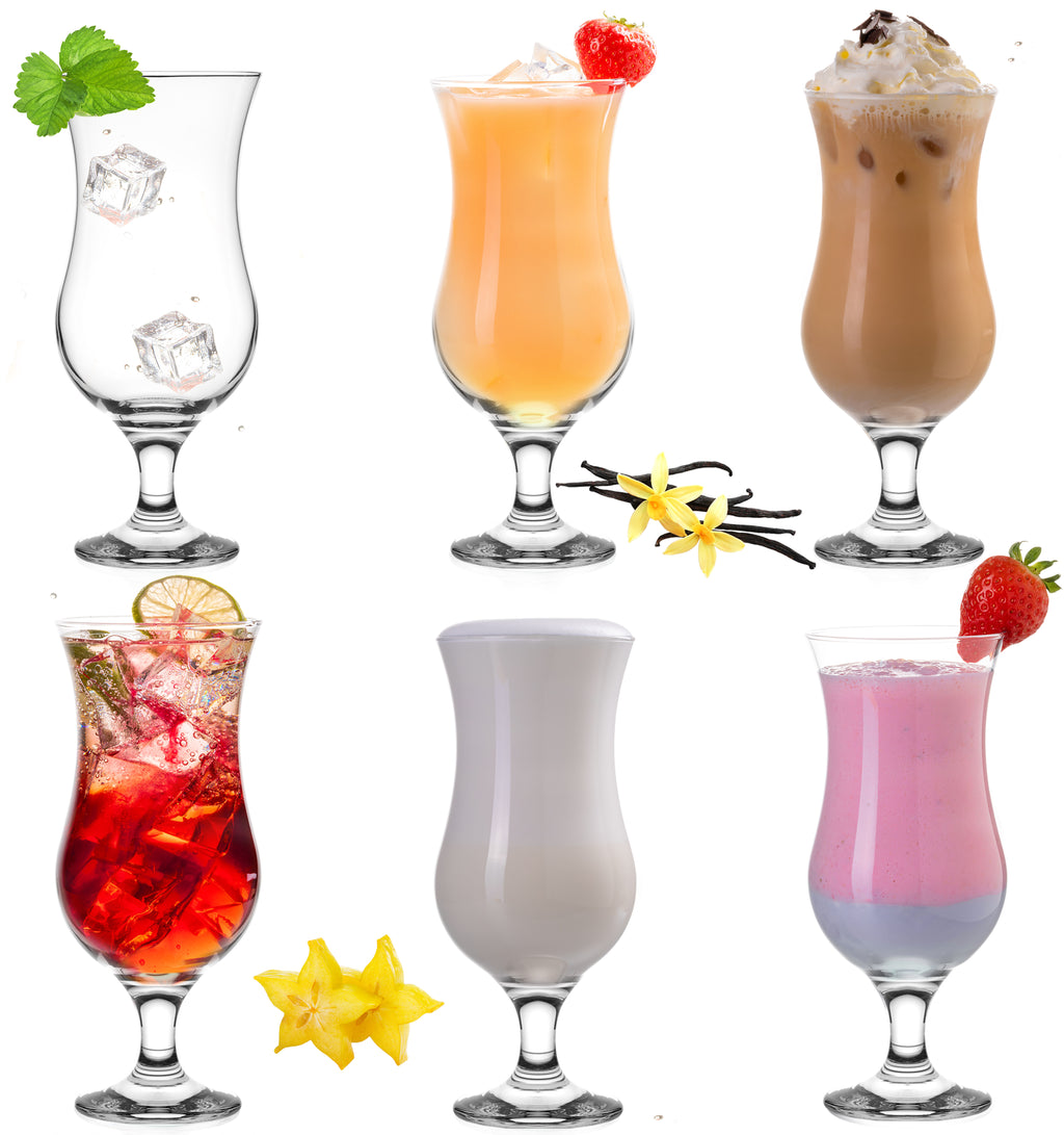 PLATINUX Zestaw szklanek koktajlowych 6 sztuk 400 ml (maks. 470 ml) Szklanki do drinków Szklanki barowe Hurricane Duże (przezroczyste)