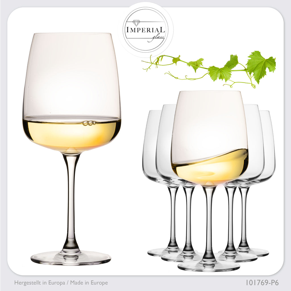 IMPERIAL glass Große Eckige Weißweingläser 480ml "Milano" Set 6-Teilig Chardonnay Glas aus Crystalline Glas Spülmaschinenfest
