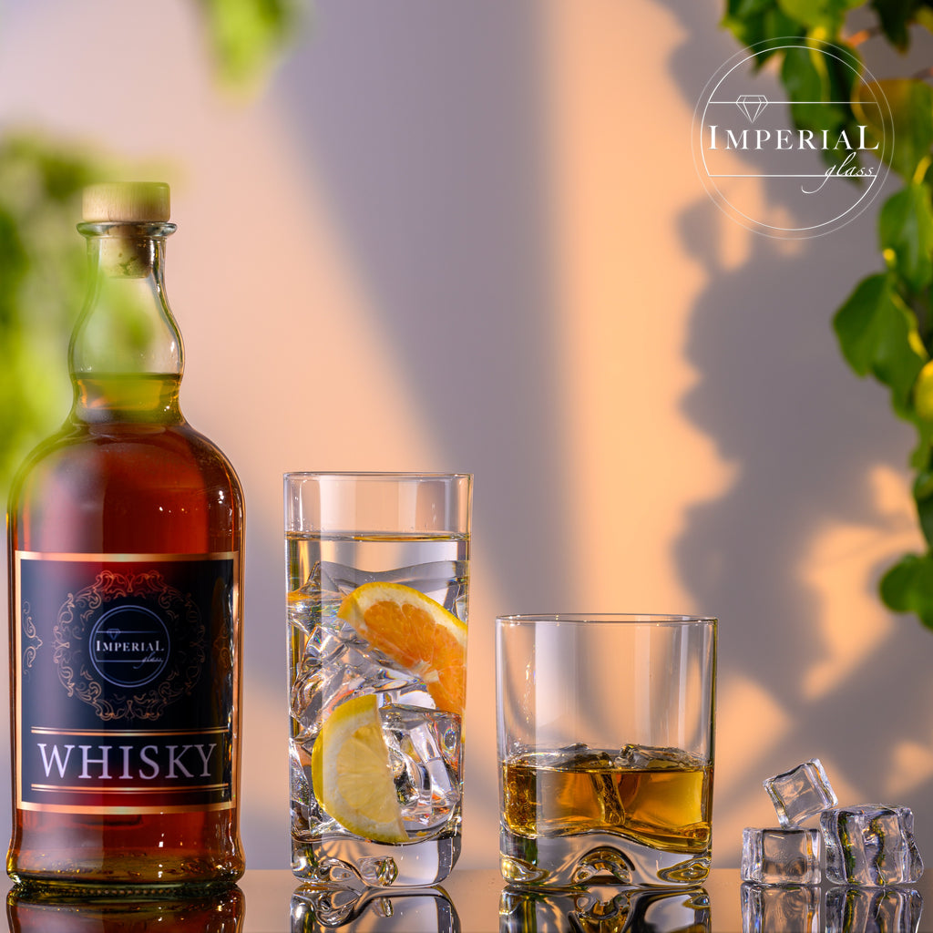 IMPERIAL glass Zestaw 12 szklanek o pojemności 400 ml i 370 ml - Szklanki do wody i soków z krystalicznego szkła, można myć w zmywarce - Zestaw szklanek z formowanym dnem