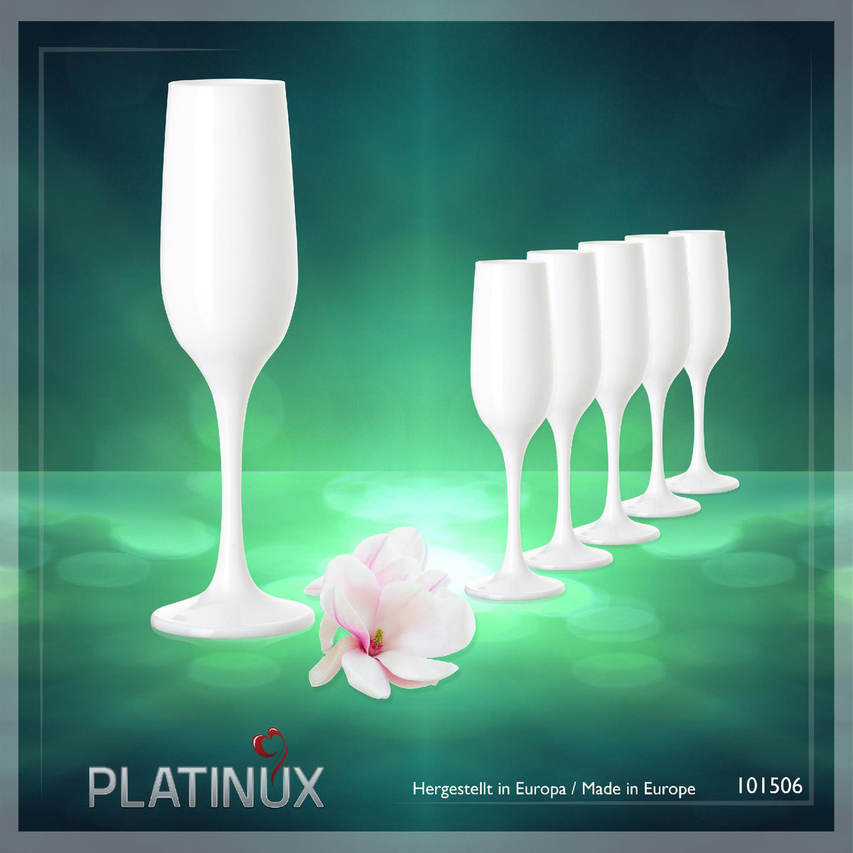 PLATINUX Białe kieliszki do szampana zestaw 6 sztuk, kieliszki do szampana 160ml (max. 200ml) ze szkła