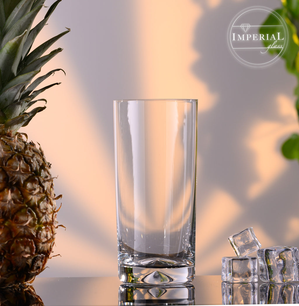 Szklanki IMPERIAL 6 sztuk 420 ml, można myć w zmywarce - szklanki do wody ze szkła krystalicznego bezołowiowego - szklanki do long drinków z ozdobnym dnem