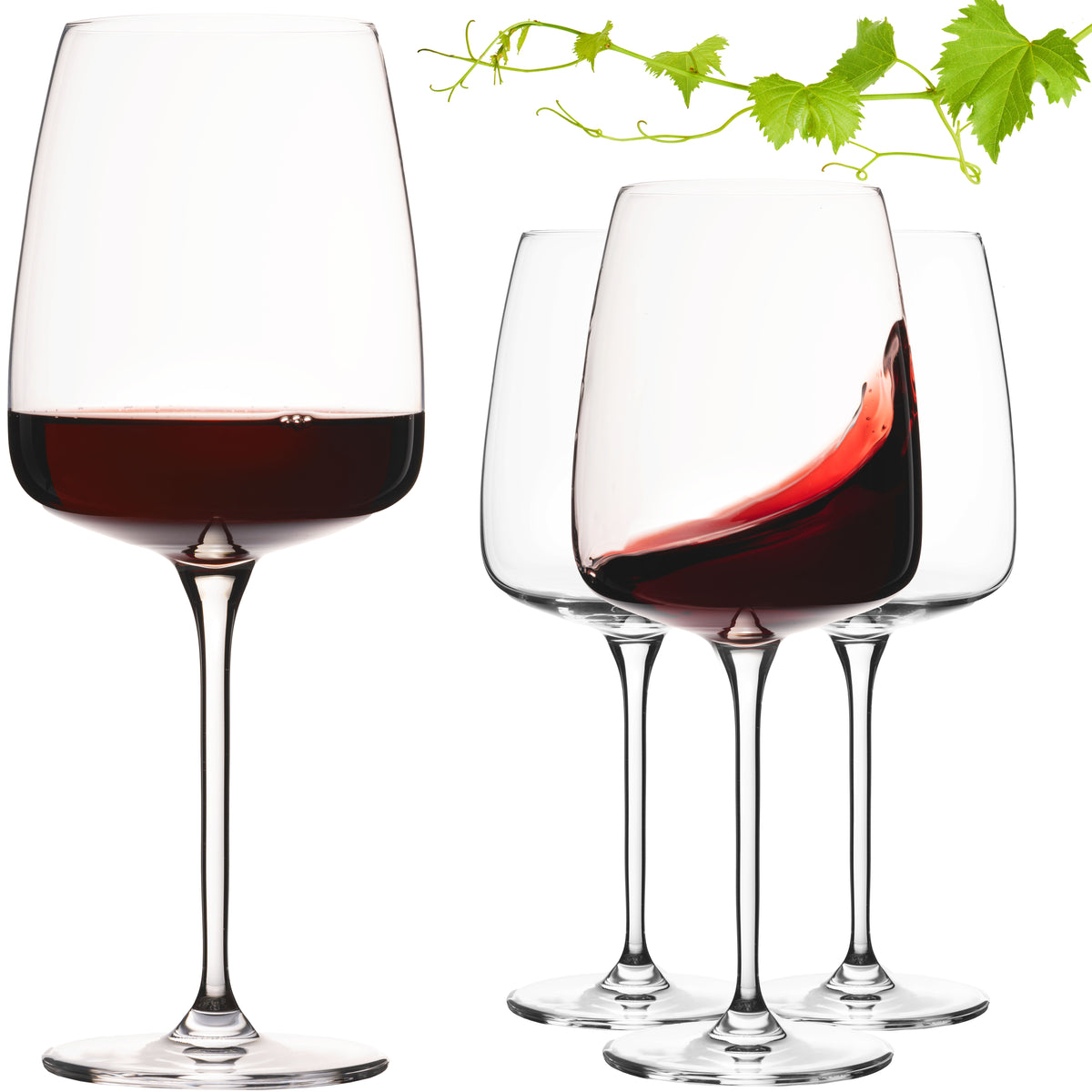 IMPERIAL glass Große eckige Rotweingläser 600ml Set 4-Teilig "Milano" Burgundergläser aus Crystalline Glas Spülmaschinenfest