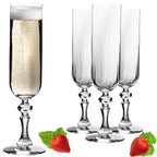 IMPERIAL glass geriffelte Sektkelche 200ml (max 250ml) "Prag" Set 4-Teilig aus Crystalline Glas Spülmaschinenfest