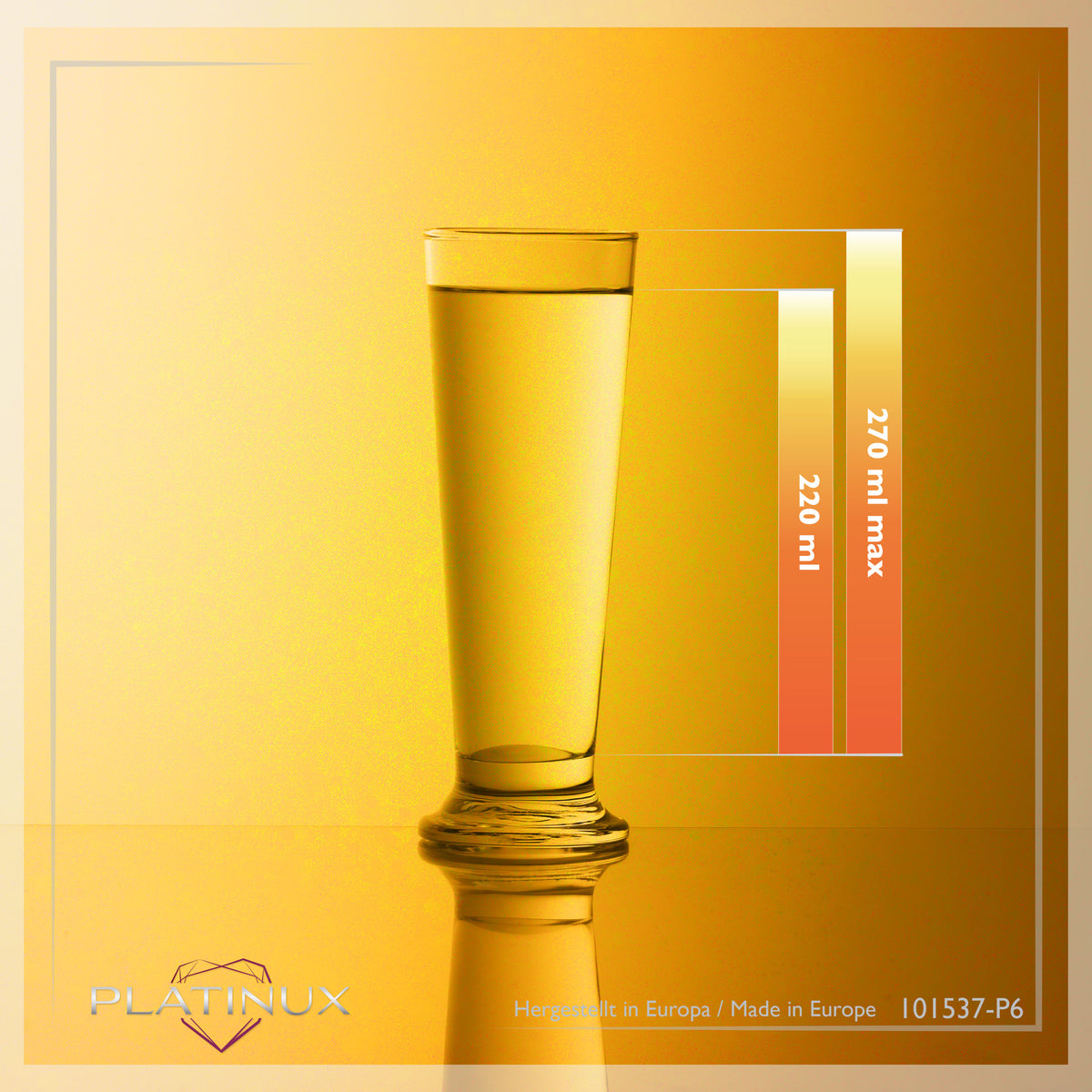 PLATINUX Szklanki do picia, zestaw 6 szklanek do piwa ze szkła 220 ml (maks. 250 ml), szklanki do mrożonej kawy