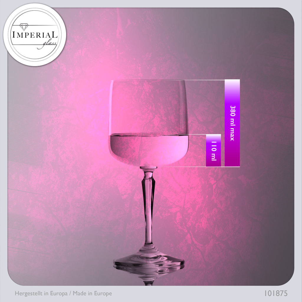 IMPERIAL glass Eckige Weingläser 380ml Set 4-Teilig "Rio" Rotweingläser aus Crystalline Glas