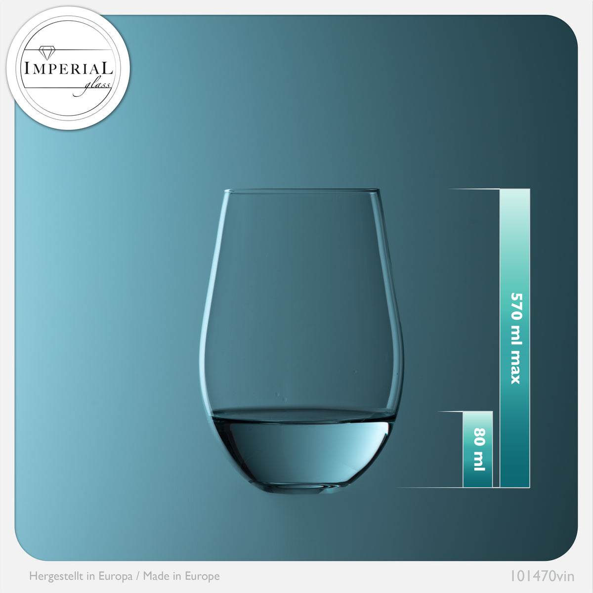 IMPERIAL Moderne Weingläser ohne Stiel Rotweingläser 660ml Set 6-Teilig "Havanna" aus Glas Spülmaschinenfest