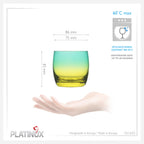 PLATINUX Szklanki do picia zielono-żółte, szklane, kolorowe, zestaw 6 sztuk 200ml (maks. 320ml), szklanki na wodę