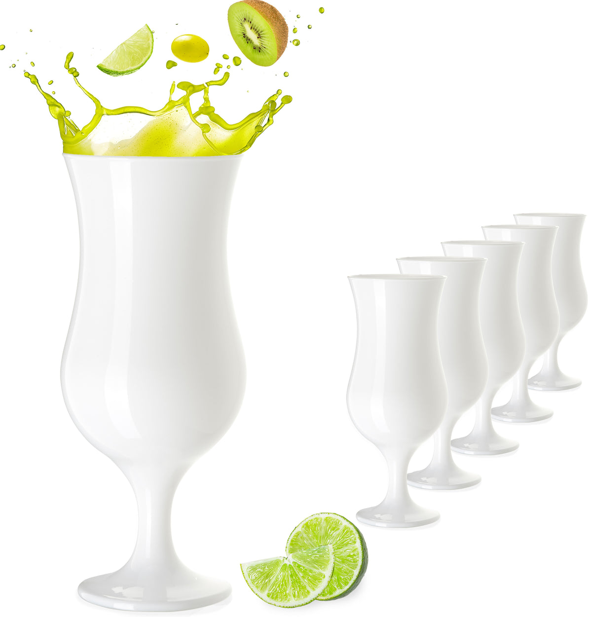 PLATINUX Białe szklanki koktajlowe 400ml (maks. 470ml) Szklanki do longdrinków zestaw 6 sztuk Szklanki barowe