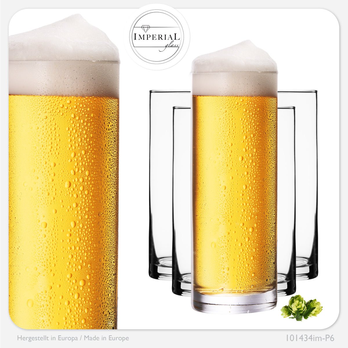 IMPERIAL glass Kölschgläser aus Glas Set 6-Teilig 500ml (max. 630ml) Kölschstangen 0,5L