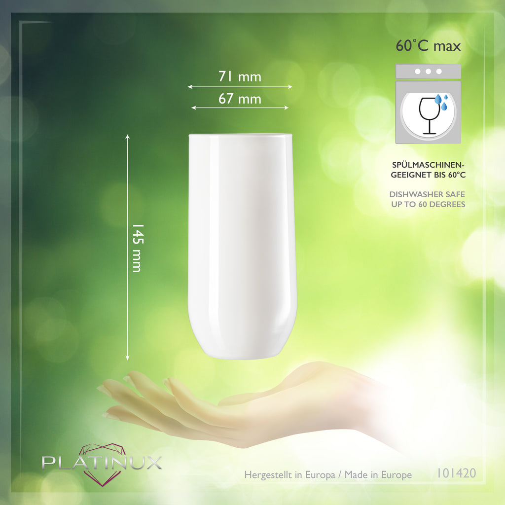 PLATINUX Eleganckie białe szklanki do picia 360ml (max. 440ml) Zestaw 6-częściowy Szklanki do wody