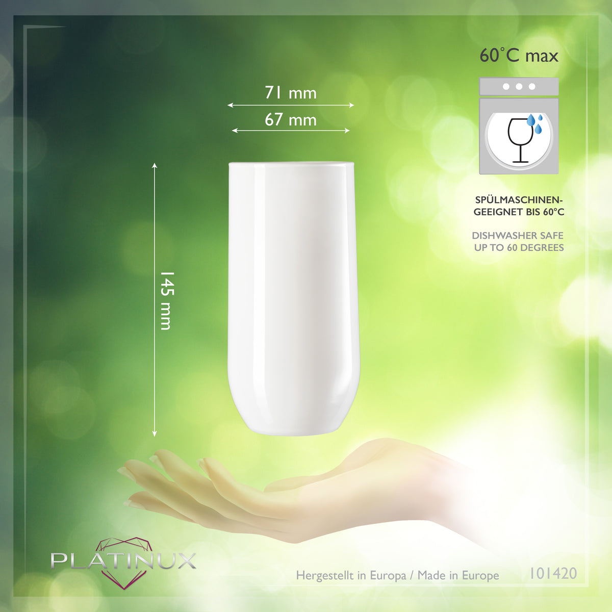 PLATINUX Eleganckie białe szklanki do picia 360ml (max. 440ml) Zestaw 6-częściowy Szklanki do wody