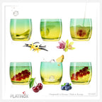 PLATINUX Szklanki do picia zielono-żółte, szklane, kolorowe, zestaw 6 sztuk 200ml (maks. 320ml), szklanki na wodę