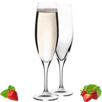 PLATINUX Kieliszki do szampana 180ml (maks. 215ml) Kieliszki do wina musującego z kryształowego szkła Zestaw 2 sztuki Można myć w zmywarce