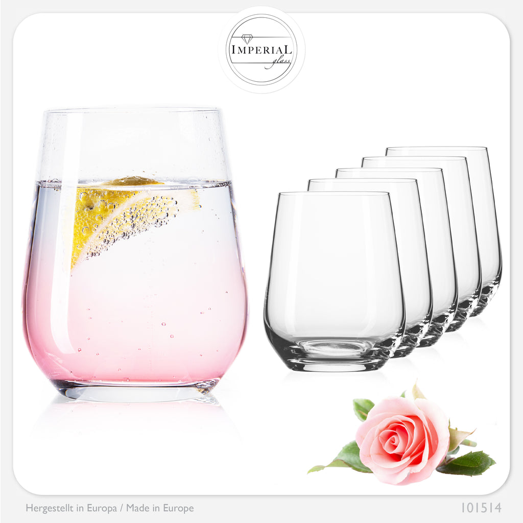 IMPERIAL glass Trinkgläser aus Glas 330ml (max. 450ml) Set 6-Teilig Getränkeglas Wassergläser