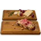 FALKENBERGER Frühstücksbrettchen 2er Set massive Eiche, 24 × 14 × 1,6 cm Handgefertigt