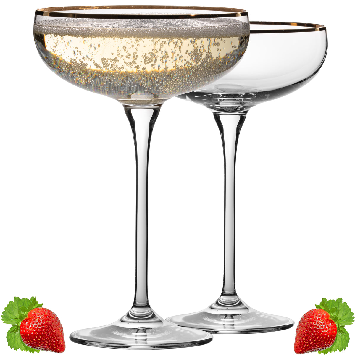 IMPERIAL glass Sektschalen mit Goldrand 270ml Champagnergläser Set 2-Teilig Sektgläser aus Crystalline Glas