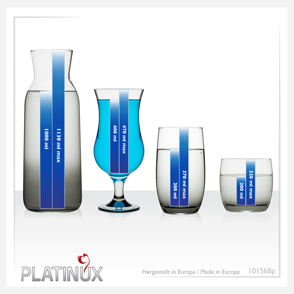 PLATINUX Szklanki i karafka z efektem czarnego ombre 19 elementów, szkło