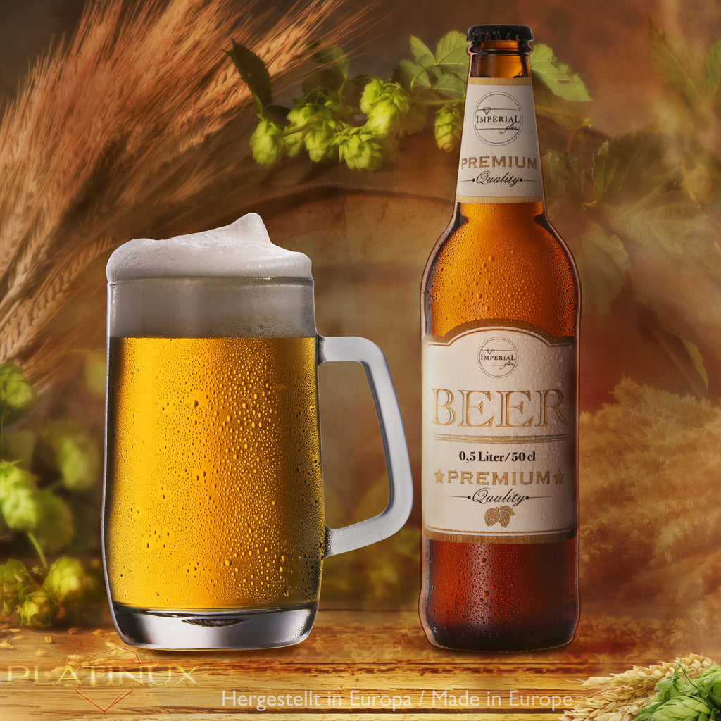 PLATINUX kufel do piwa z uchem, zestaw 6-częściowy, 500 ml (maks. 580 ml), szklany