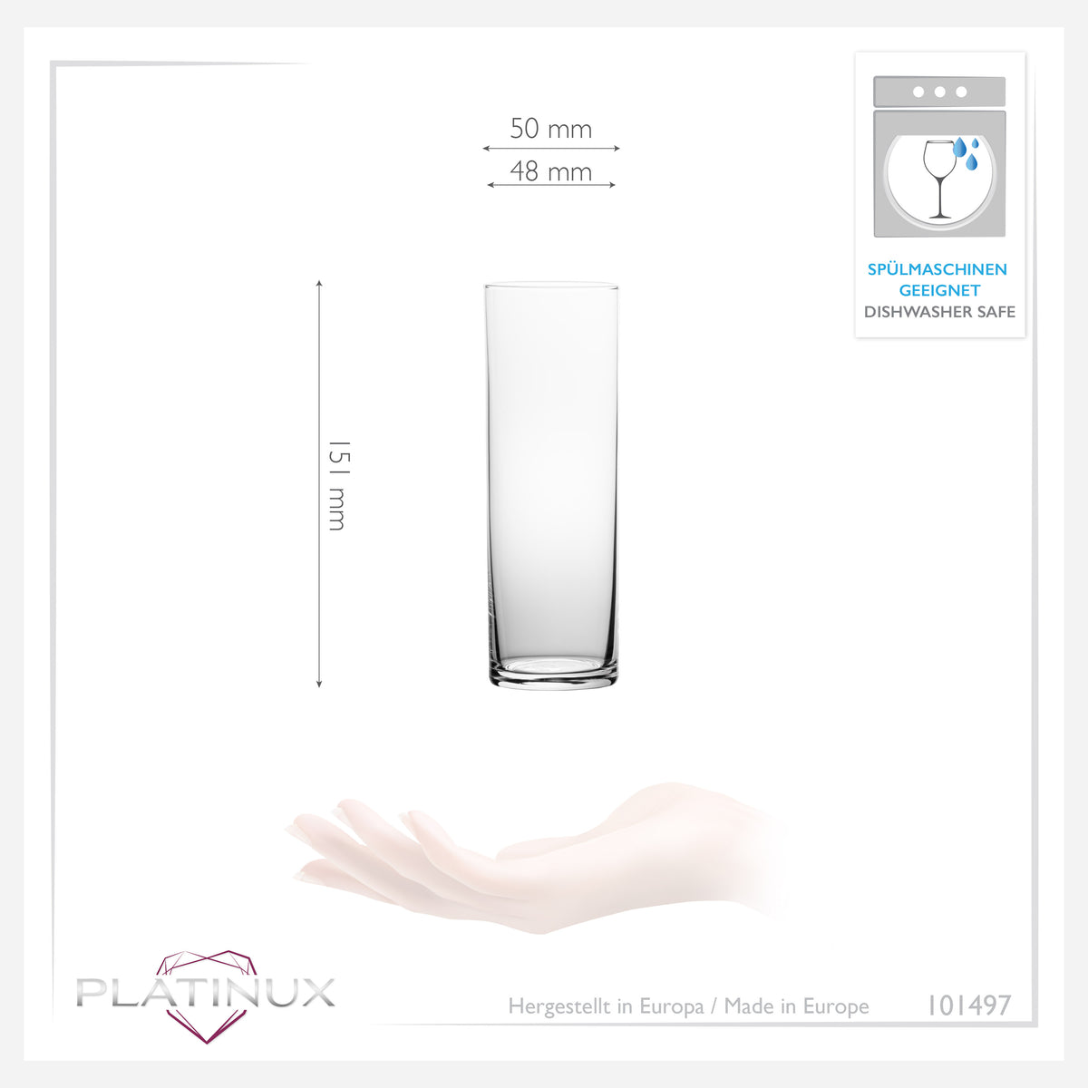 PLATINUX Wysokie szklanki do napojów 240ml (maks. 200ml) Zestaw 12-częściowy Szklanki do soków ze szkła Można myć w zmywarce