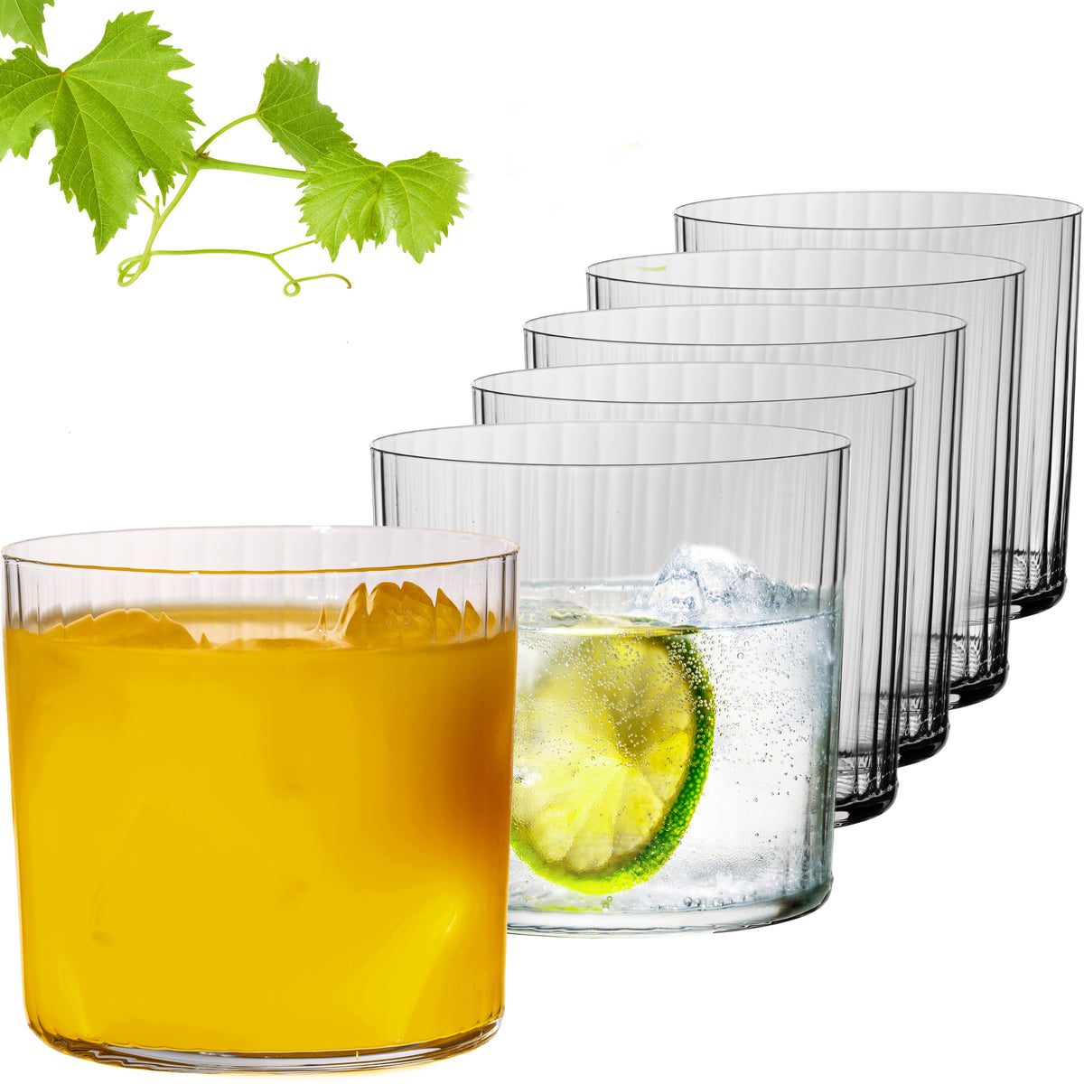 IMPERIAL geriffelte Trinkgläser 350ml - Wassergläser 6er Set aus Crystalline Glas Serie "London" Spülmaschinenfest