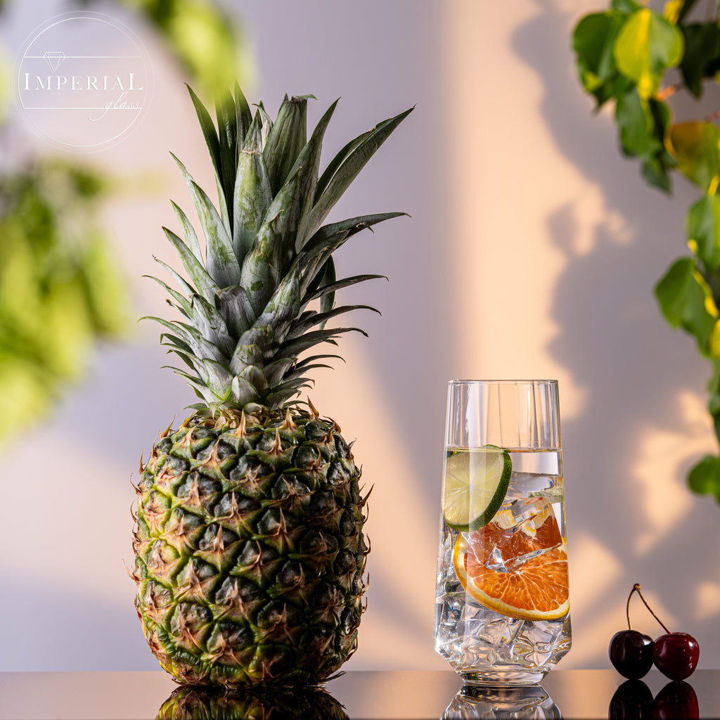 IMPERIAL Karbowane szklanki do napojów zestaw 6 sztuk ze szkła krystalicznego 420ml Można myć w zmywarce