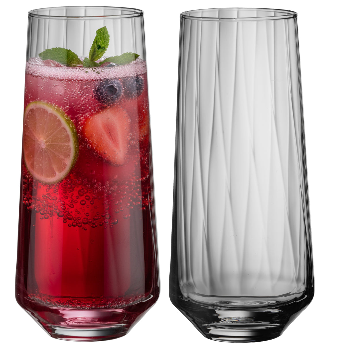 IMPERIAL Ribbed Drinking Glasses Set of 2 made of Crystalline Glass 420ml Dishwasher Safe