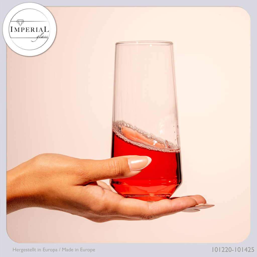 IMPERIAL Karbowane szklanki do napojów zestaw 6 sztuk ze szkła krystalicznego 420ml Można myć w zmywarce