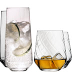 Szklanki do picia IMPERIAL, karbowane, 4 sztuki, ze szkła krystalicznego, 420 ml i 430 ml