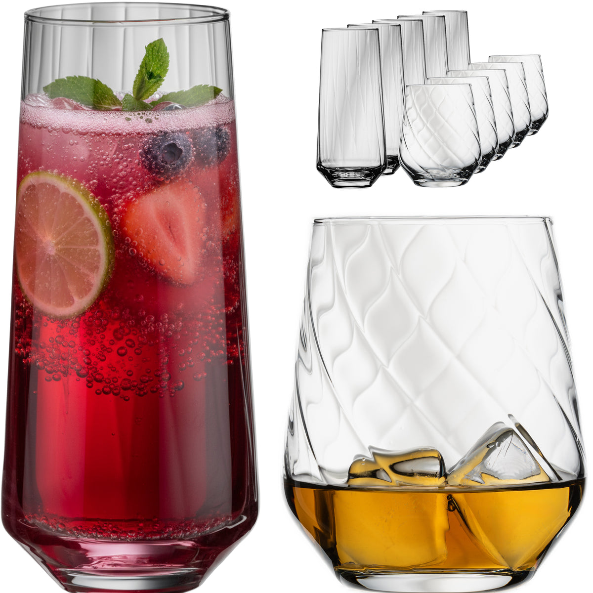 IMPERIAL Zestaw 12 szklanek ze szkła krystalicznego 420 ml i 430 ml "London/Cali"