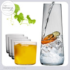 IMPERIAL Karaffe mit 4 Trinkgläsern geriffelt - 1240ml und 350ml aus Crystalline Glas "London" Spülmaschinengeeignet