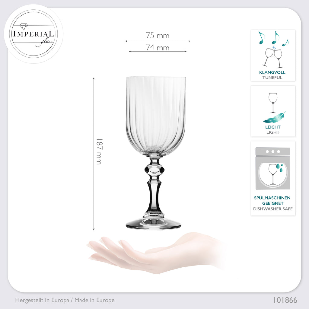 IMPERIAL glass Geriffelte Weingläser 320ml "Prag" Set 2-Teilig Weißweingläser aus Crystalline Glas