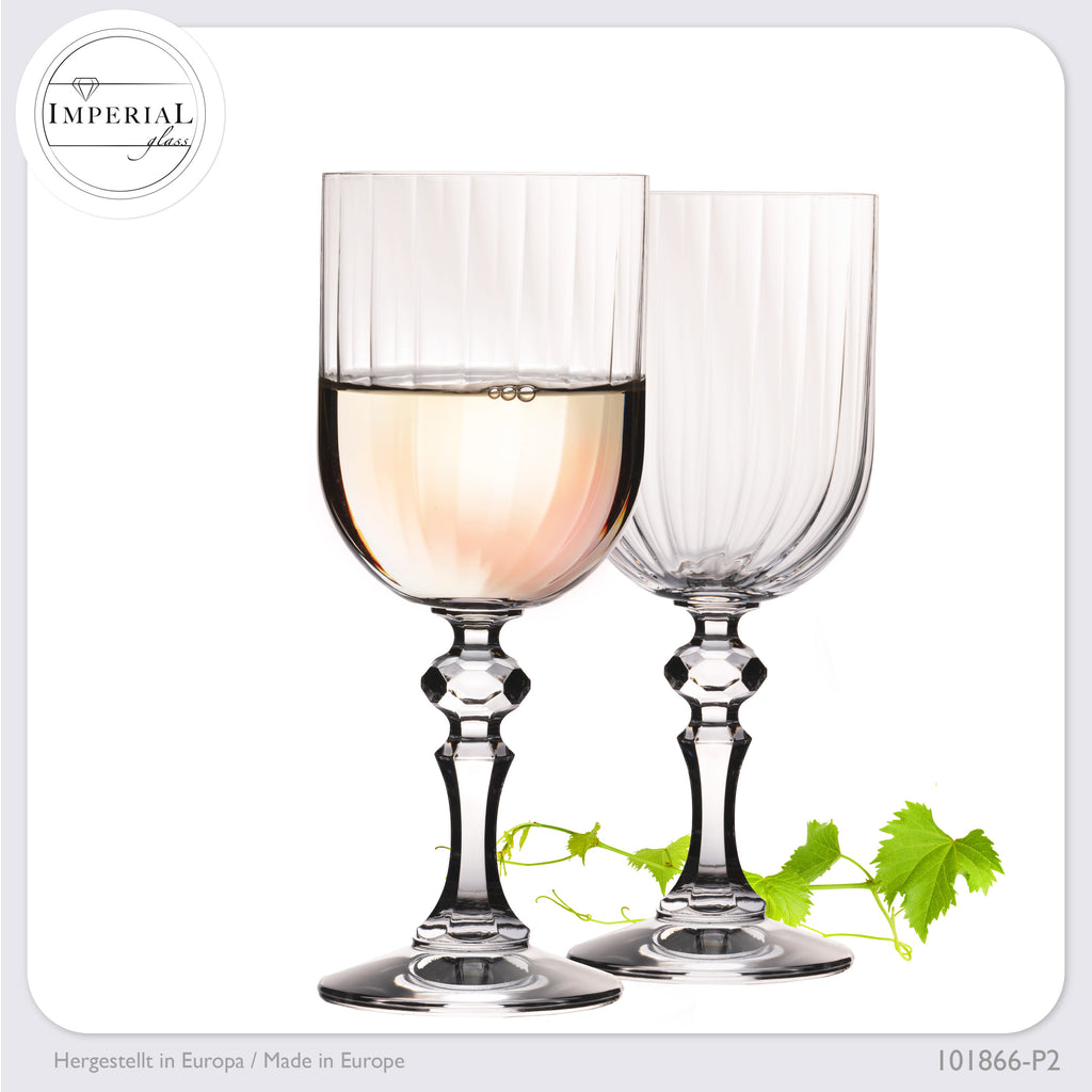 IMPERIAL glass Geriffelte Weingläser 320ml "Prag" Set 2-Teilig Weißweingläser aus Crystalline Glas