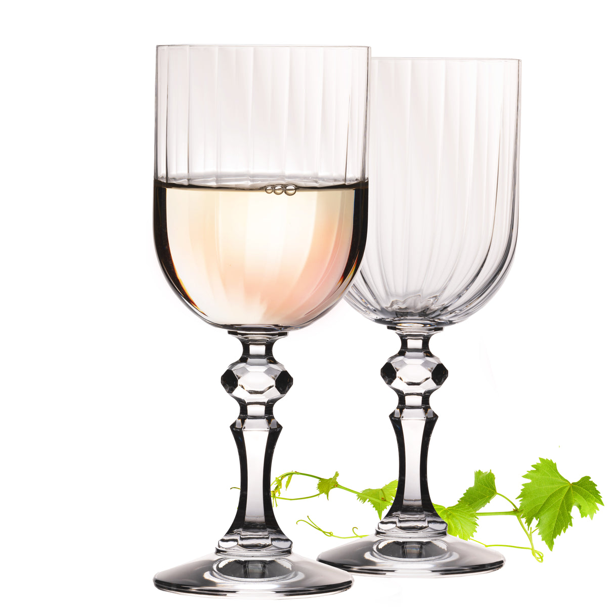 IMPERIAL glass Geriffelte Weingläser 320ml "Prag" Set 2-Teilig Weißweingläser aus Crystalline Glas