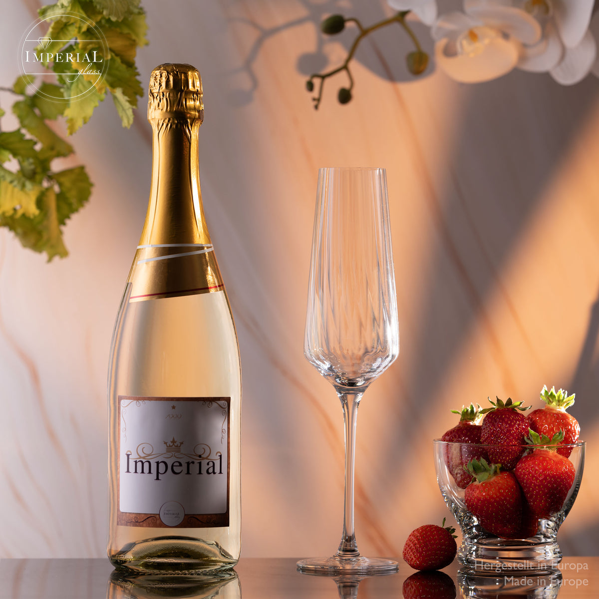 IMPERIAL szklanki do szampana żłobione 230ml "London" zestaw 6-częściowy ze szkła krystalicznego