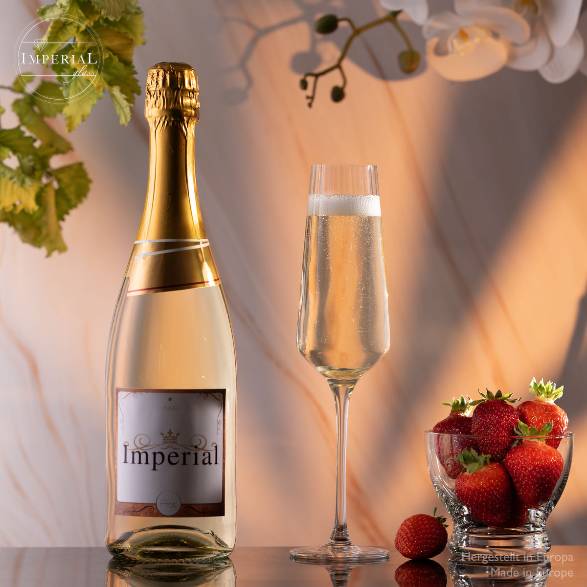 IMPERIAL szklanki do szampana żłobione 230ml "London" zestaw 6-częściowy ze szkła krystalicznego
