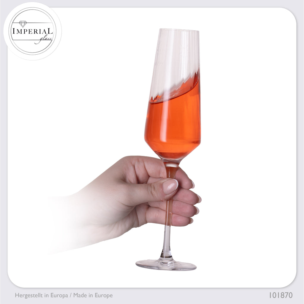 IMPERIAL szklanki do szampana żłobione 230ml "London" zestaw 6-częściowy ze szkła krystalicznego