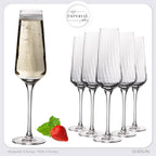 IMPERIAL szklanki do szampana żłobione 230ml "London" zestaw 6-częściowy ze szkła krystalicznego