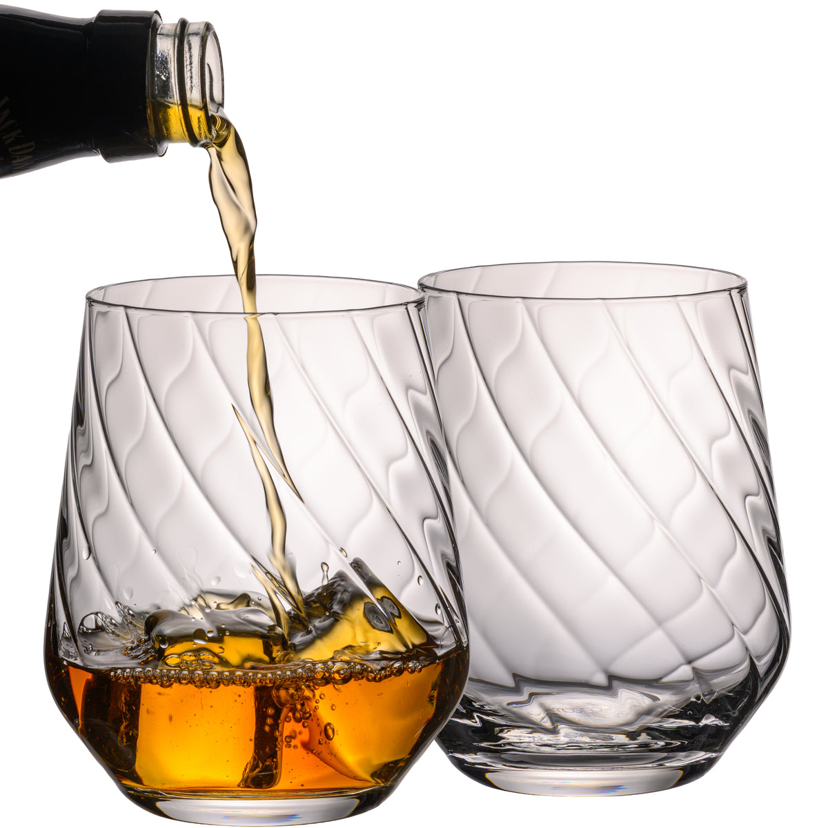 IMPERIAL Ribbed Whiskey Glasses Set of 2 430 ml Crystalline Glass Dishwasher Safe