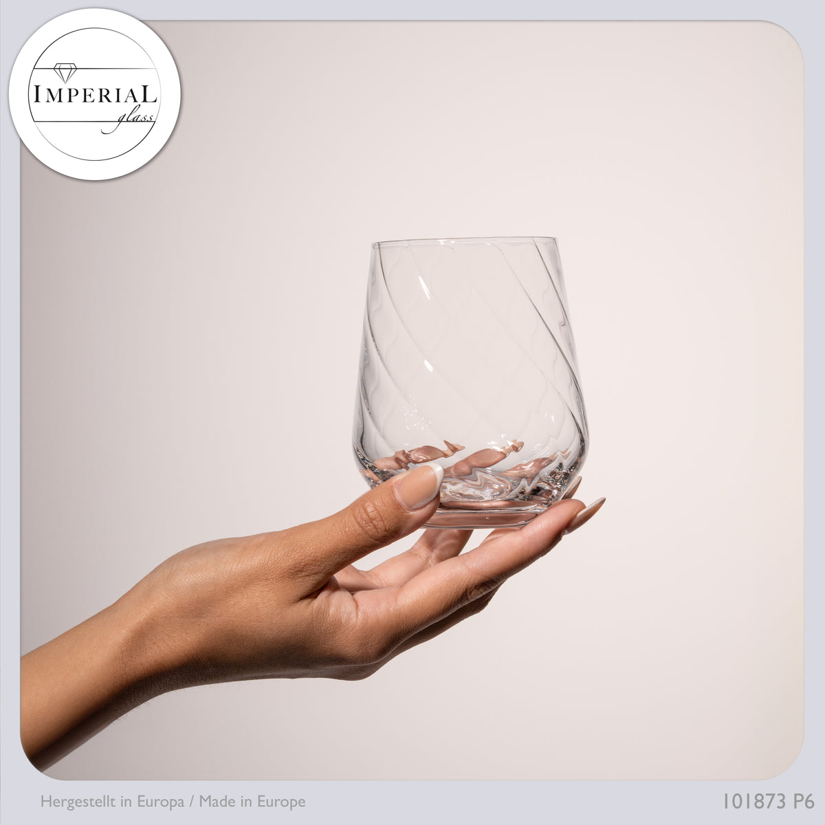 IMPERIAL karbowane szklanki do napojów zestaw 6 sztuk ze szkła krystalicznego 430 ml można myć w zmywarce