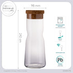 IMPERIAL glass Karafka szklana 1L ze szkła krystalicznego z korkową pokrywką w kształcie X, zestaw 2 sztuki, można myć w zmywarce