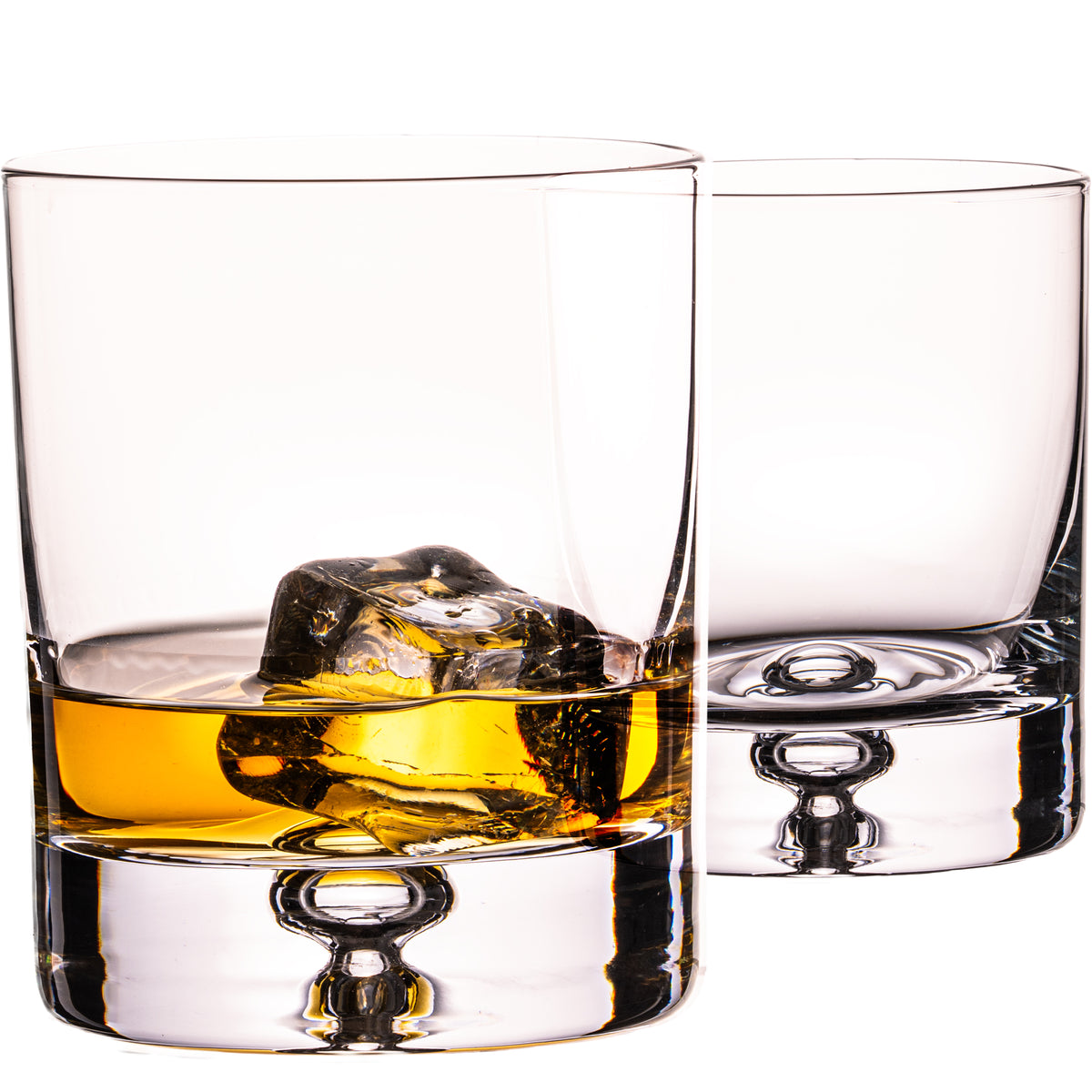 IMPERIAL Zestaw 2 szklanek do whisky 300 ml z kryształowego szkła „Lizbona” z pęcherzykiem powietrza w dnie, ręcznie wykonane