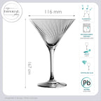IMPERIAL Szklanki do Martini karbowane Zestaw 2 sztuki 215 ml ze szkła krystalicznego "London" Można myć w zmywarce