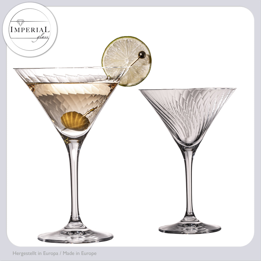 IMPERIAL Szklanki do Martini karbowane Zestaw 2 sztuki 215 ml ze szkła krystalicznego "London" Można myć w zmywarce