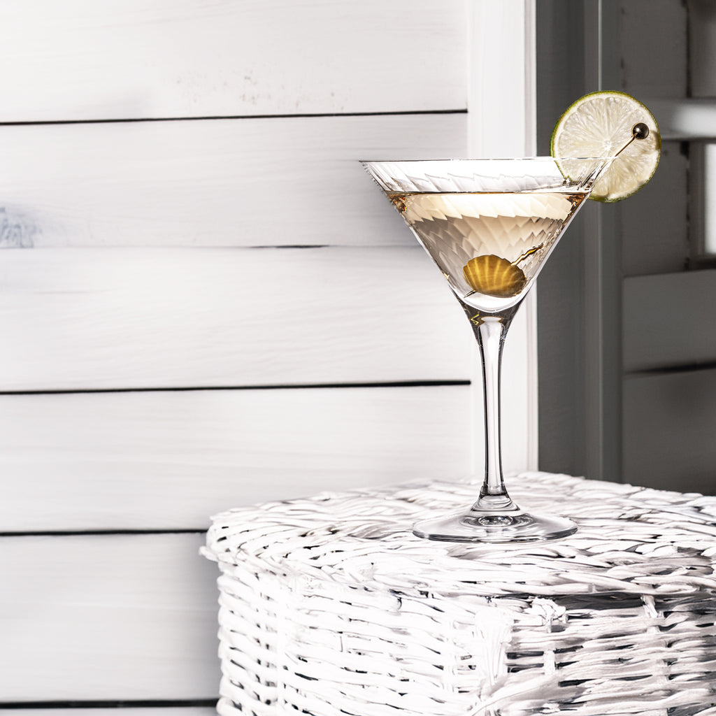 IMPERIAL karbowane szklanki do Martini zestaw 6 sztuk 215ml ze szkła krystalicznego "London" można myć w zmywarce