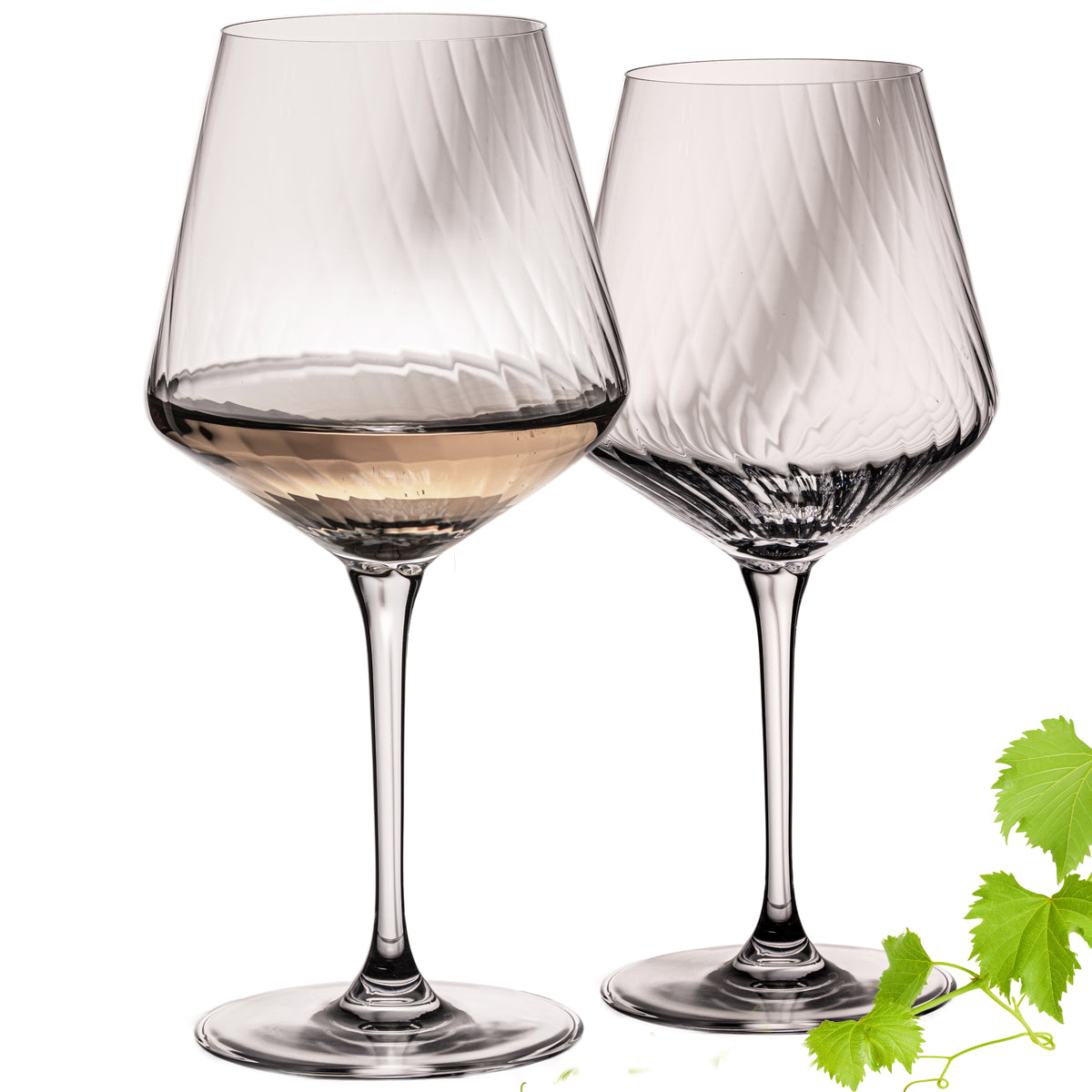 IMPERIAL glass Kieliszki do Chardonnay zestaw 2 sztuk - karbowane kieliszki do białego wina 570ml ze szkła krystalicznego "London"